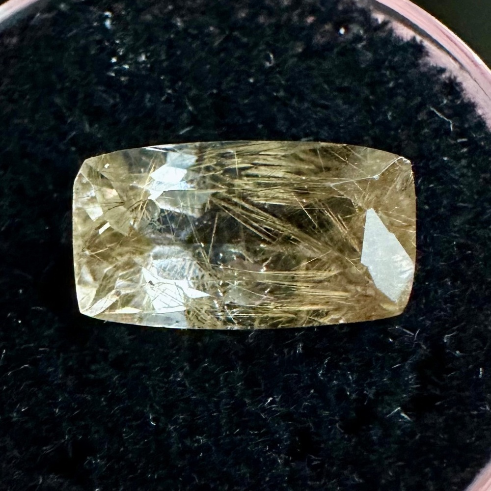 ✨ GOLDEN THREADS 4ct Natural Rutilated Quartz 💛 Faceted Cushion Gem